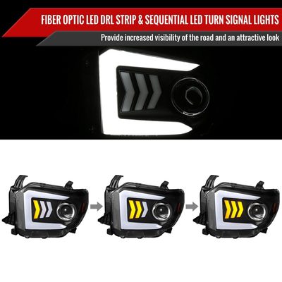 2014-2021 Toyota Tundra LED CBar Projector Headlights Arrow Turn Signals Black