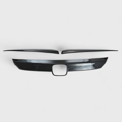 2018-2020 Honda Accord Grille Overlay Gloss Black 3Pcs ABS Plastic