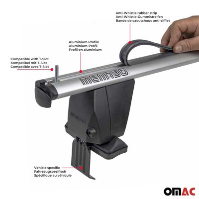 Roof Rack Cross Bars for Audi A1 GBA Sportback 2020-2024 Alu Gray 2Pcs
