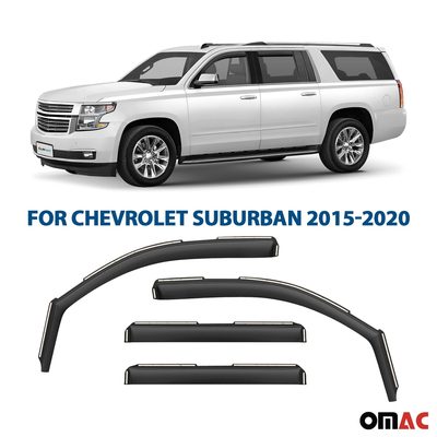 Clim Art Wind Deflectors for Chevrolet Suburban 2015-2020 Shatterproof 4 Pcs