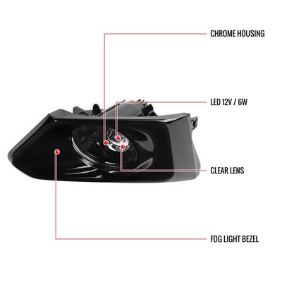 2019-2021 Nissan Altima 12v/6w LED Fog Lights Kit Chrome Housing/Clear Lens