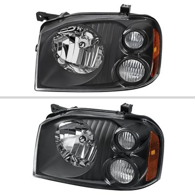 2001-2004 Nissan Frontier XE Factory Style Headlights Matte Black/Clear Lens