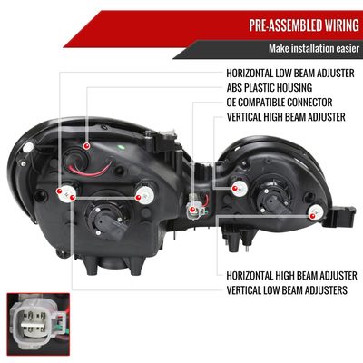 1998-2005 Lexus GS300/GS400/GS430 Halo Projector Headlights LED Light Black