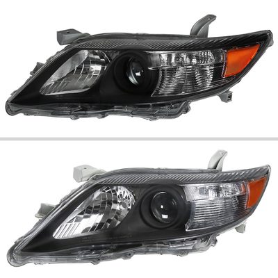 2010-2011 Toyota Camry Projector Headlights Amber Reflectors Matt Black/Clear
