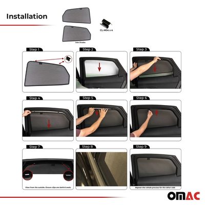 2018-2024 Jaguar E-Pace Side Rear Window Curtain Mesh Black 2Pcs