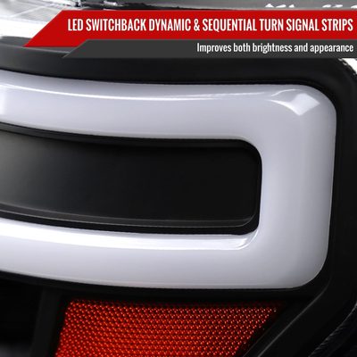 2009-2014 Ford F-150 Sequential LED Turn Signal Projector Headlights Black