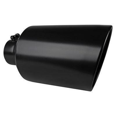 Universal 4" Inlet/8" Outlet Black Stainless Steel Bolt-On Angled Exhaust Tip