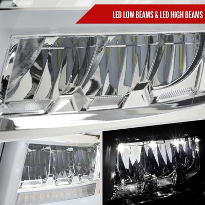 For Chevrolet Tahoe 2015-2020 Full LED DRL Sequential Headlights Chrome Housing Clear Lens