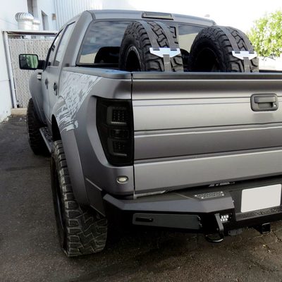 2009-2014 Ford F-150 White C-Bar LED Tail Lights Glossy Black/Smoke Lens