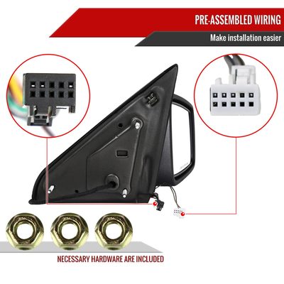 2013-2019 Dodge RAM Black Heated Side Mirror Turn & Puddle Light Passenger