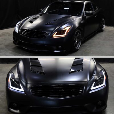 For Infiniti G37 2008-13 / Q60 Coupe 2014-15 LED Turn Signal Full LED Triple Headlights Matte Black Housing Smoked Lens