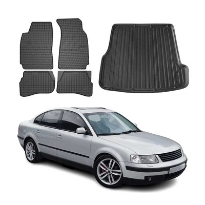 2002-2005 VW Passat B5.5 Sedan Floor Mats & Cargo Liner Full Set All Weather Black