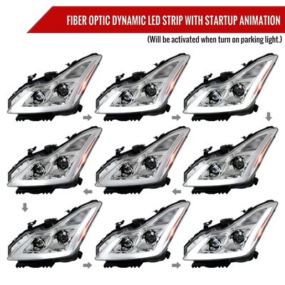 2008-2013 Infiniti G37/ 2014-2015 Q60 LED Signal Headlights Chrome Glossy Black