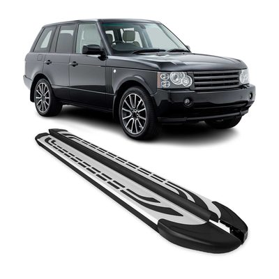 2003-2012 Land Rover Range Rover Running Boards Side Steps Silver & Black