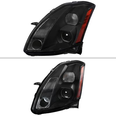 2004-2006 Nissan Maxima Projector Headlights Amber Reflectors Matt Black/Clear