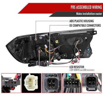 2018-2022 Honda Accord Sedan LED Signal Tail Lights Glossy Black/Smoke