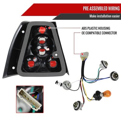 1999-2005 VW Jetta/Bora Mk4 Sedan Tail Lights Glossy Black/Smoke Lens