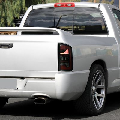 2002-2006 Dodge RAM 1500/2500/3500 Red LED Bar Tail Lights Matte Black/Smoke