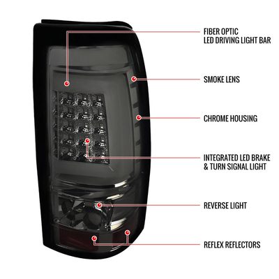 2003-2006 Chevy Silverado LED Tail Lights - G2 Chrome Housing/Smoke Lens
