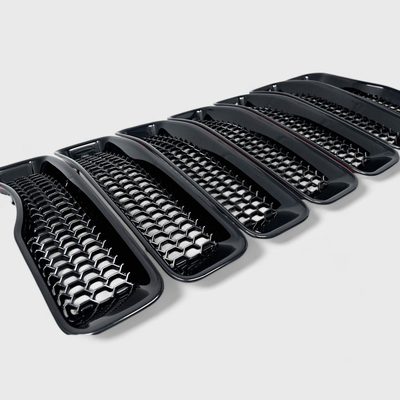 2018-2023 Jeep Wrangler JL Grille Overlay Gloss Black 7Pcs ABS Plastic