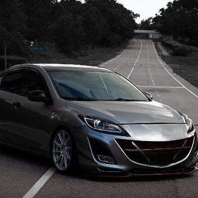 2010-2013 Mazda 3 Projector Headlights w/ LED Light Strip Matte Black/Clear