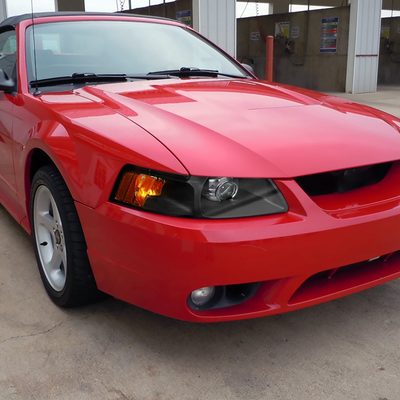 1999-2004 Ford Mustang Projector Headlights Amber Reflectors Matt Black/Clear