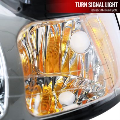 1999-2004 Ford Mustang Factory Headlights w/Amber Reflectors Chrome/Clear