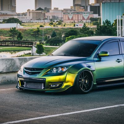 2004-2009 Mazda 3 Sedan Projector Style Headlights Matte Black/Clear Lens