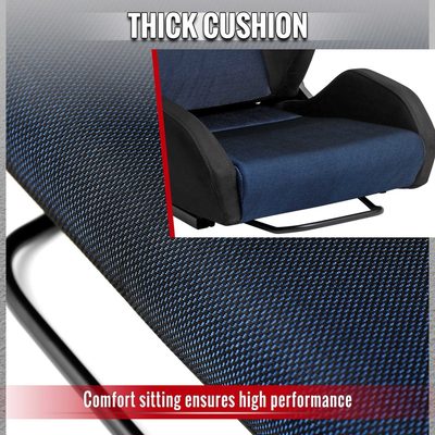 Universal Racing Seat Black Suede Blue Bird Eye Mesh Cloth Double Black Stitch