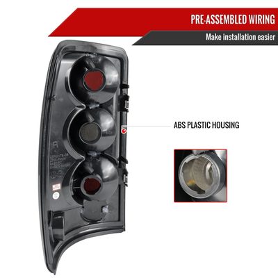 2000-2006 Chevy GMC Suburban/Tahoe/Yukon Tail Lights Matte Black/Clear Lens