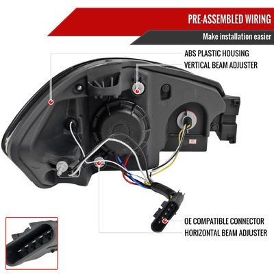 2006-2013 Chevy Impala /Impala Limited /Monte Carlo LED Bar Headlights Black