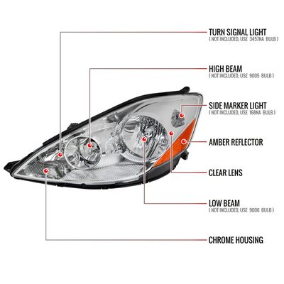 2006-2010 Toyota Sienna Factory Headlights w/Amber Reflector Chrome/Clear