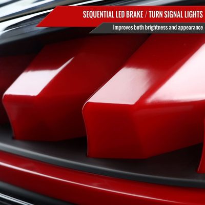 2010-2016 Hyundai Genesis Coupe Red Bar LED Tail Lights Satin Black/Clear