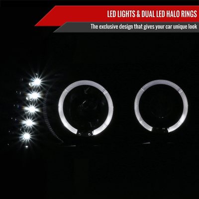 2004-2012 GMC CanyonChevy Colorado Dual Halo Projector Headlights Black/Smoke