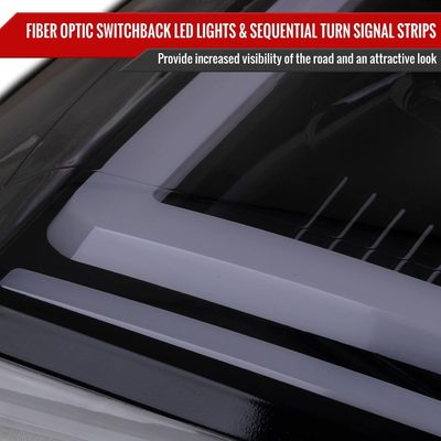 2007-2014 GMC Yukon/XL 1500/XL 2500 LED Turn Signal Projector Headlights Smoke