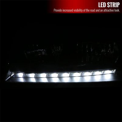 2000-2005 Chevy Impala Crystal Headlights SMD LED Light Strip Matt Black/Clear