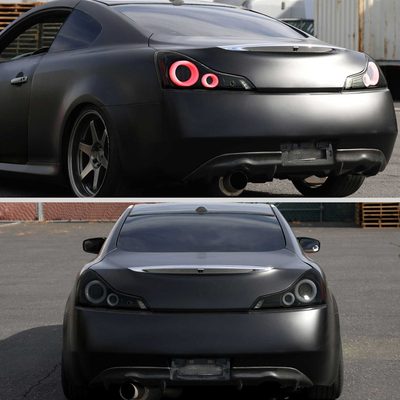 For Infiniti G37 2008-13 / Q60 Coupe 2014-15 LED Tail Lights Switchback Sequential Turn Signals Black Housing Smoked Lens