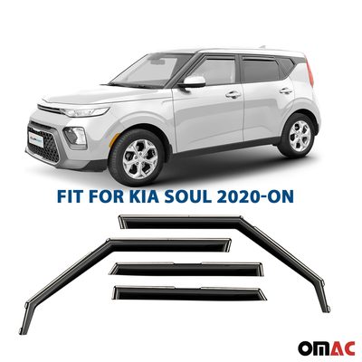Clim Art Wind Deflectors for Kia Soul 2020-2025 Shatterproof Dark Smoke 4 Pcs