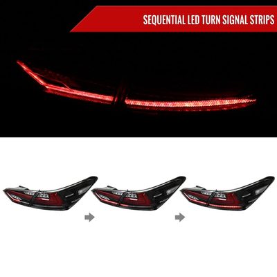 2018-2022 Toyota Camry LED Tail Lights Sequential Signal Lamps Jet Black/Clear