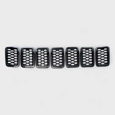 2017-2021 Jeep Grand Cherokee Grille Overlay Gloss Black 7Pcs ABS Plastic