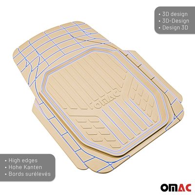 Dodge Heavy Duty Trim to fit Floor Mats Liner Tan All Weather 4Pcs
