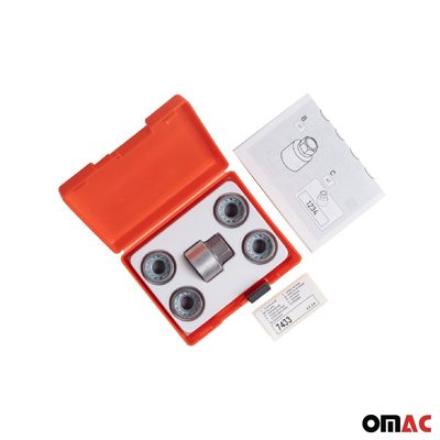 Wheel Lock Kit for Ford F-250 Super Duty M14X1,5 Galvanized Silver 4Locks & 1Key