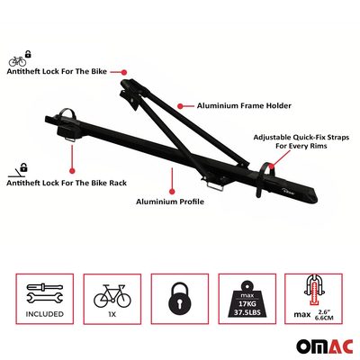 3Pcs Pro Bike Carrier Roof Mount Black Alu Bicycle Rack Cycling Car Truck SUV