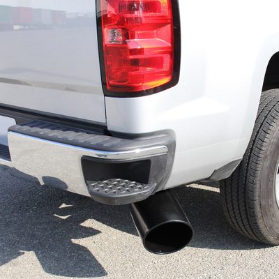 Universal 4" Inlet/6" Outlet Black Stainless Steel Bolt-On Angled Exhaust Tip