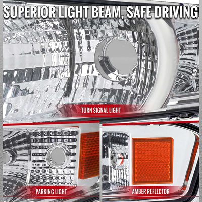 For Ford Mustang 2005-2009 Turn Signal Parking Lamp Chrome Housing Clear Lens