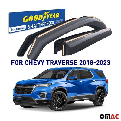 Goodyear Wind Deflectors for Chevrolet Traverse 2018-2023 In-channel Smoke 4 pcs
