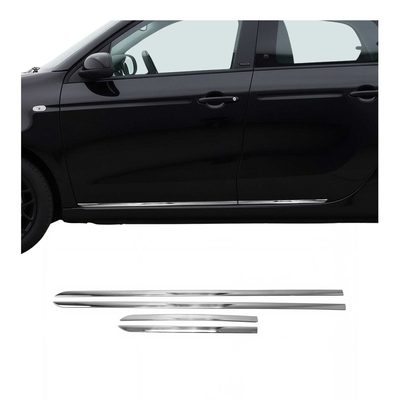 2014-2019 Smart Forfour Side Door Molding Trim Skirt Garnish Stainless Steel Silver 4Pcs