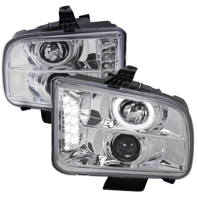 2005-2009 Ford Mustang Halo Projector Headlights LED Light Strip Chrome/Clear