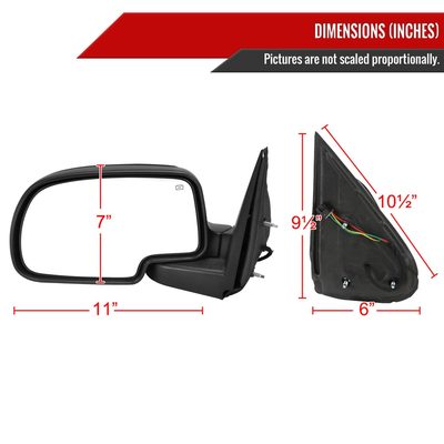 1999-2002 Chevy Silverado/Suburban/Sierra Heated Side Mirror Black Passenger