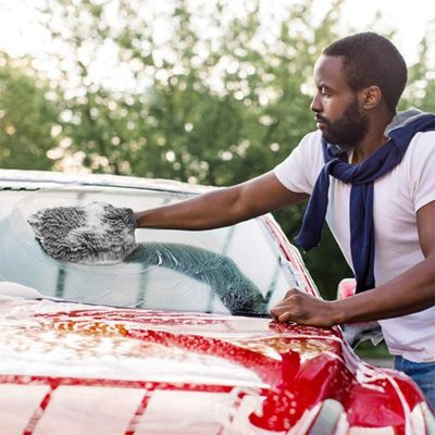 WASH&WHIPS Microfiber Chenille Car Cleaning Mitt - 2pk